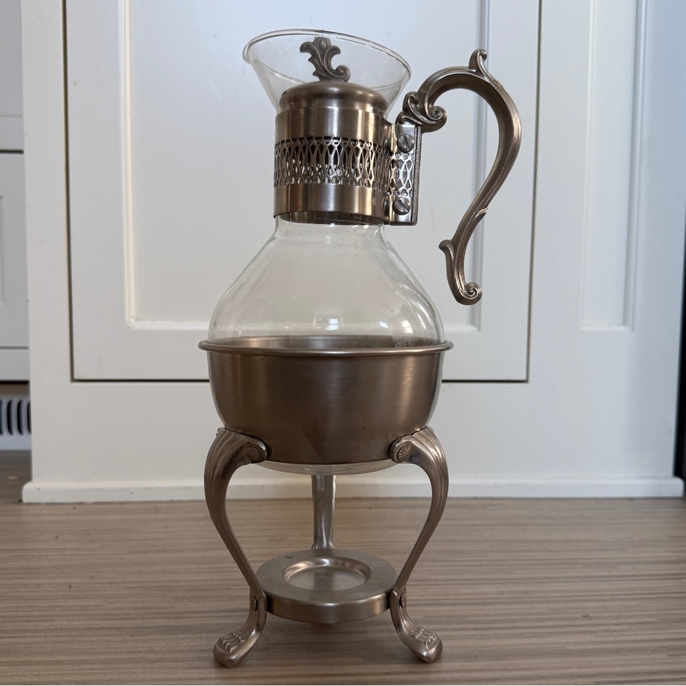 Vintage FB Rogers Silver Co Pewterlite Coffee Carafe w Warmer